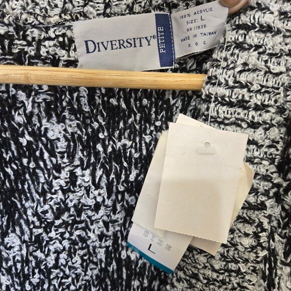 Diversity Petite Womens Deadstock Vtg 90s Cabincore Cozy Chunky Knit Cardigan L - Picture 4 of 10